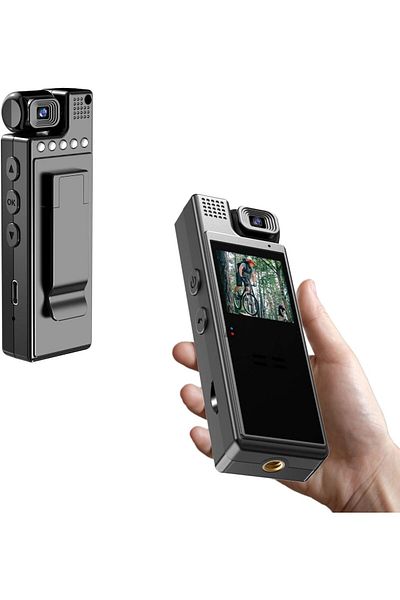 erorex Digital Voice Recorder With 180° Rotating Lens Camera 4K Video Audio Recording Body Cameras 128G
