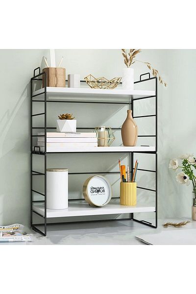 erorex Adjustable Desktop Organizer Shelf 3 Tier Small Desk Shelf Organizer Storage Shelf For Office