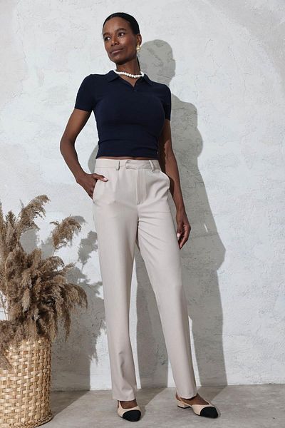 5in1Canpolat Stone Agraflı Pipe Leg Pants 031445