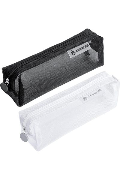 erorex 2 Pcs Mesh Pencil Case Pen Pencil Cases See Through Pencil Case With Zipper For Exams Transparent