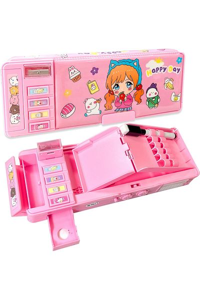 erorex Pop Up Multifunction Pencil Case For Girls Cartoon Pen Box Organizer Stationery With Password Lock