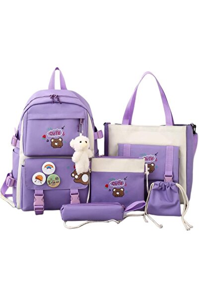 Generic 5Pcs Set Teen Girls Boys Backpack Schoolbag Lovely School Bags For Te...