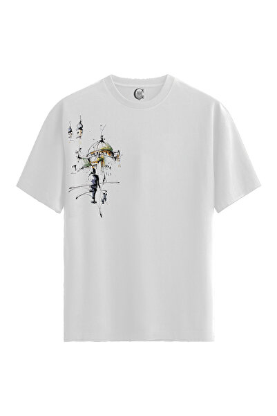 Color Luxe Mosque Sketch - 100% Cotton Women's White T-Shirt - Premium Quality