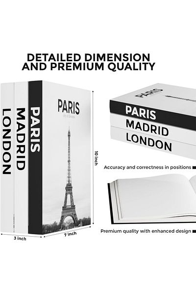 erorex Decorative Books For Home Decor? 3 Piece Coffee Table Books Decor? City Themed Hardcover Faux Books