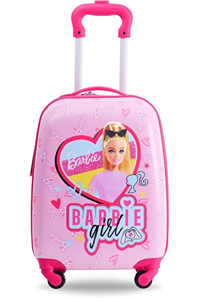 erorex حقيبة سفر للأطفال مرخصة من باربي مقاس 18 بوصة مع ملصقات قابلة لإعادة الاستخدام وحقيبة سفر بأربع عجلات