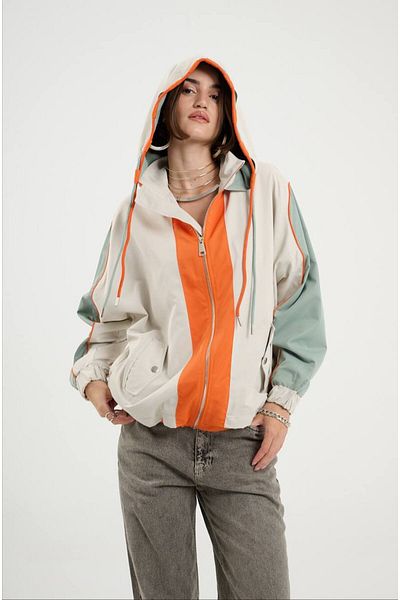 LOKADI Women's Hooded Rainbow Raincoat