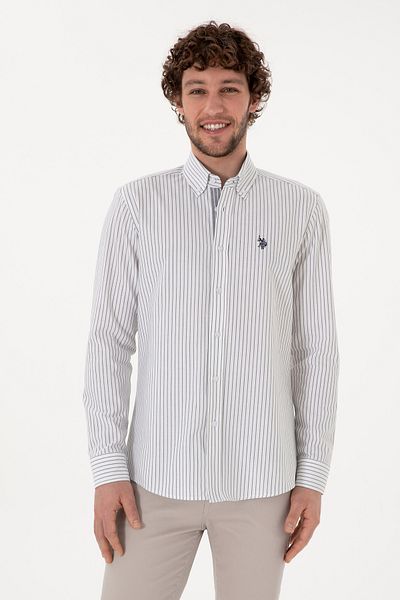 U.S. Polo Assn. Men's Gray Striped White Shirt 50306366 -Vr013