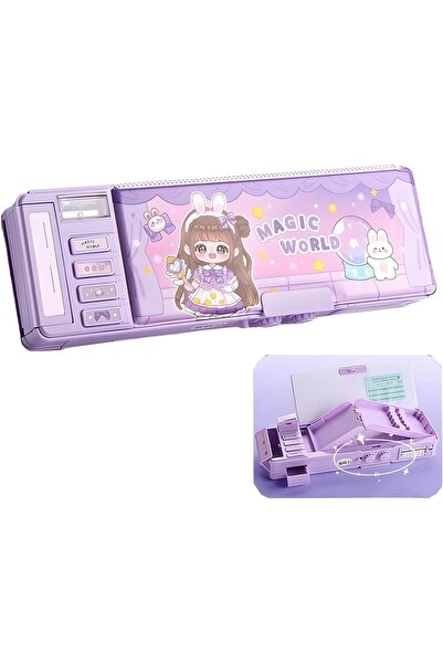 Generic حافظة أقلام متعددة الوظائف منبثقة مع قفل ومبراة وجدول ولوحة بيضاء وأد...