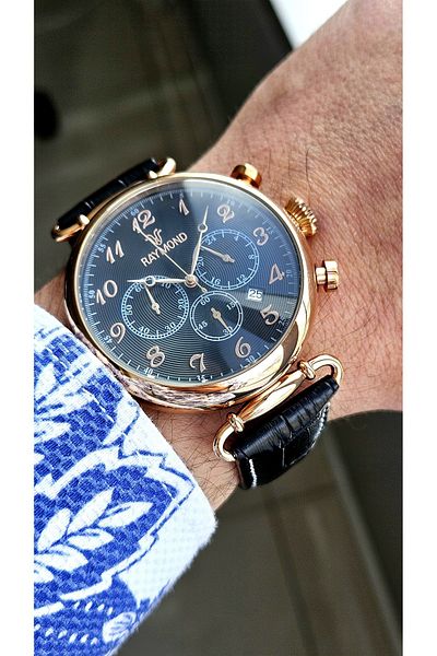 Raymond Rym-83011 Raymond Men's Wristwatch - Steel Case and Leather Cord - 2 Years Warranty
