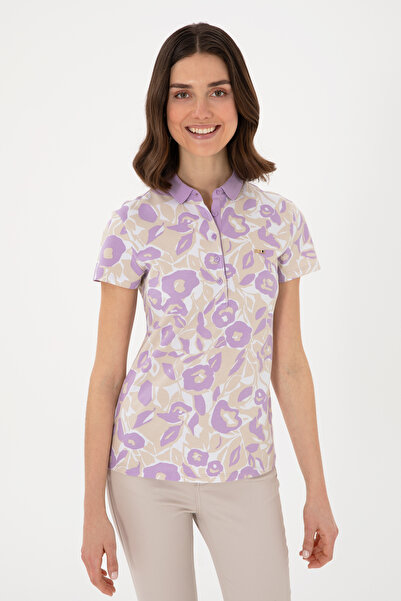 U.S. Polo Assn. Tricou de damă liliac cu gât polo 50299537-VR034