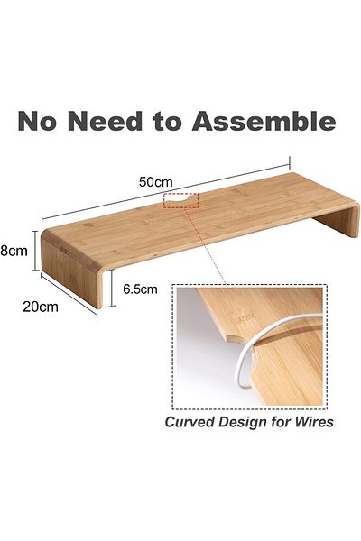 erorex Monitor Stand Riser Ergonomic Height Bamboo Wood Desktop Riser Organizer Pc Laptop Tv Printer