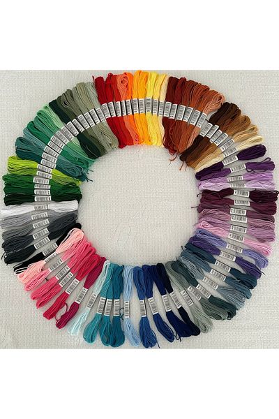 ALMİŞ 80 Pieces Muline Cross Stitch 8 Meters 6 Layers Different Colors Cross Stitch Embroidery Rococo Floss