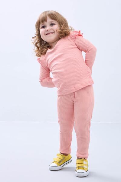 Perendi Cotton Triple Girl's Set - Ruffle Detailed Kitten