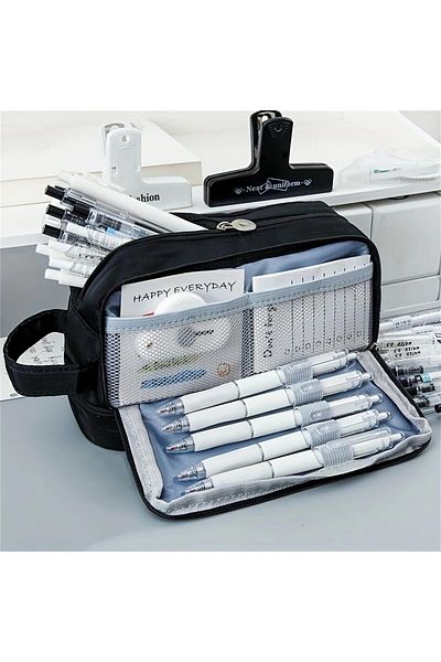 erorex Large Pencil Case Big Capacity Large Pencil Case Canvas Pen Pouch Bag With 2 Compartments For Girls