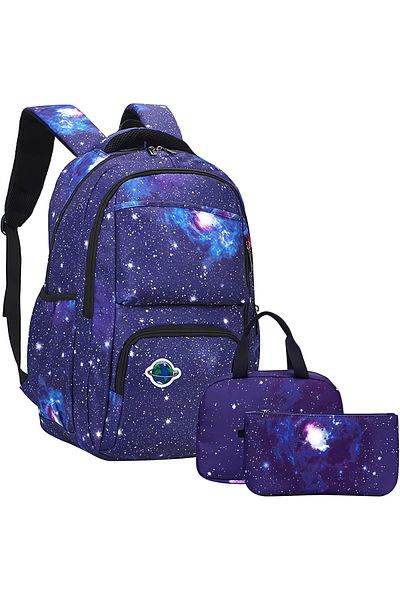 erorex School Backpack Set 3Pcs Starry Sky Schoolbag Lightweight Waterproof Durable Fashion Space Galaxy