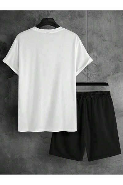Mella&Co Men's T-Shirt Shorts Printed Crew Neck Bottom Set
