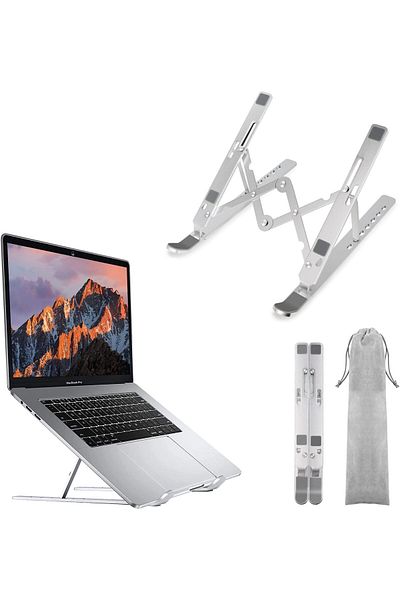 erorex حامل كمبيوتر محمول، حامل مكتب محمول قابل للطي، حامل كمبيوتر محمول من الألومنيوم قابل للتعديل متعدد الزوايا، مضاد للانزلاق