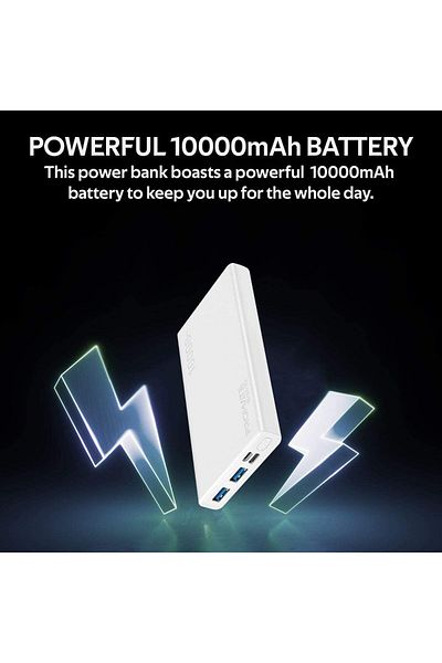 erorex شاحن 10000 مللي أمبير في الساعة سريع الشحن 2.0 أمبير بمنفذ USB مزدوج وبطارية ممتازة مع مدخل USB من النوع C