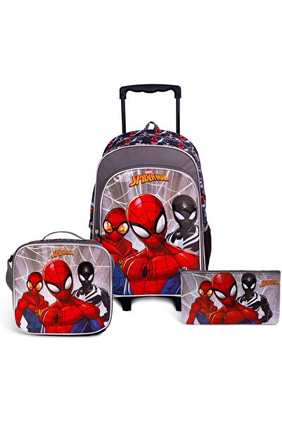 Generic Marvel Spider Man 18 Inch Kids 3 In 1 Trolley School Bag Set Ergonomi...