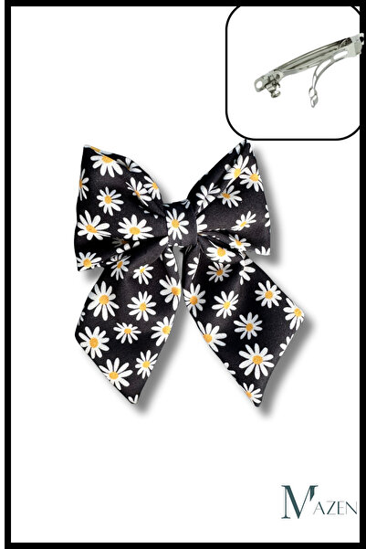 MAZEN Țesătură creponată cu model de margarete, automată, cu cataramă cu arc