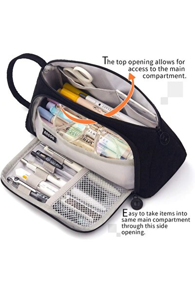 erorex Big Capacity Pencil Case Canvas High Large Storage Pouch Marker Pen Case Simple Stationery Bag