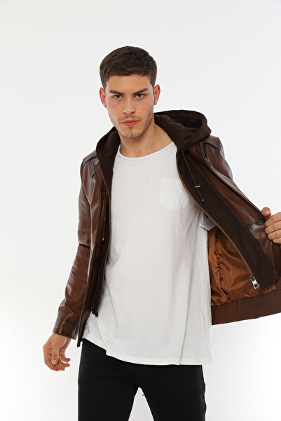 ZanDeri Leather Jacket Hooded