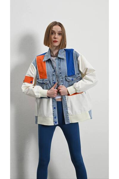 LOKADI Kadın Premium Mix Bomber Ceket