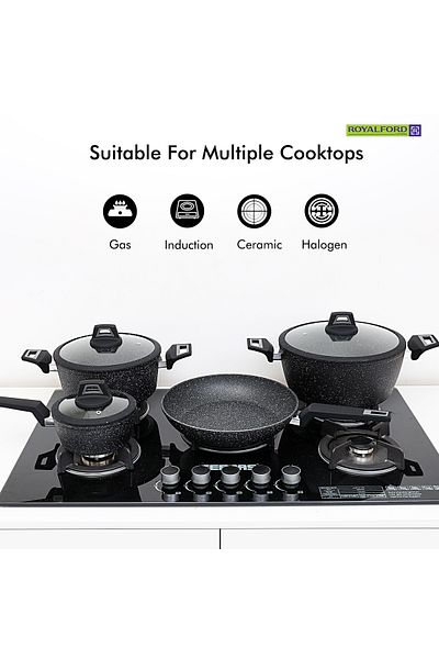 ROYALFORD RF9557 Chef Art Aluminium Cookware Set, 7 Pieces