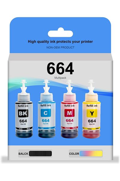 erorex زجاجة حبر 664 لطابعات إبسون 664 سعة 70 مل لطابعات Ecotank طراز L210 L220 L300 L355 L365 L555 L1300