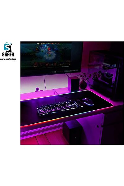 erorex لوحة ماوس RGB كبيرة جدًا، لوحة ماوس ألعاب كبيرة بقاعدة غير قابلة للانزلاق، 800 لوحة مفاتيح مزودة بإضاءة LED ملونة