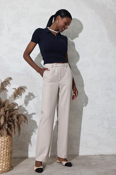 5in1Canpolat Stone Agraflı Pipe Leg Pants 031445