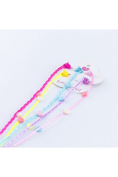 Bimotif 5 Color Hair Hairpiece Braid Ornament, Hair Rope Pink Fuchsia Lilac