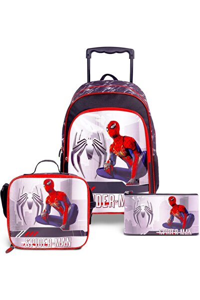Generic Marvel Spider Man 18 Inch Kids 3 In 1 Trolley School Bag Set Ergonomi...