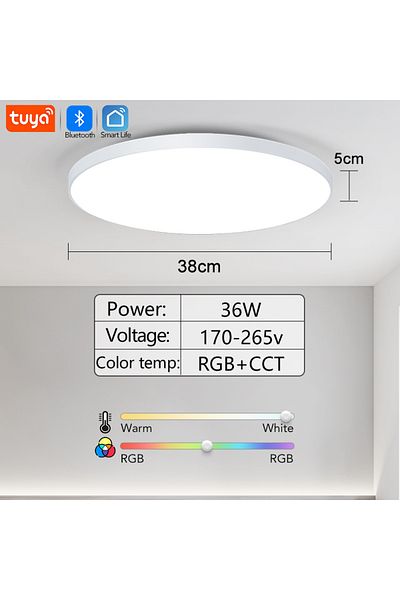 MARPOU Simple-WH-36W RGB Smart Ceiling Light LED Light with Speaker 30W 36W Audio Music Play TUYA APP Bluet