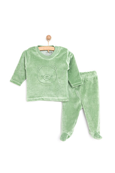 ebebek Hello Baby HelloBaby Yenidoğan Kadife Tshirt-Patikli Alt Erkek Bebek