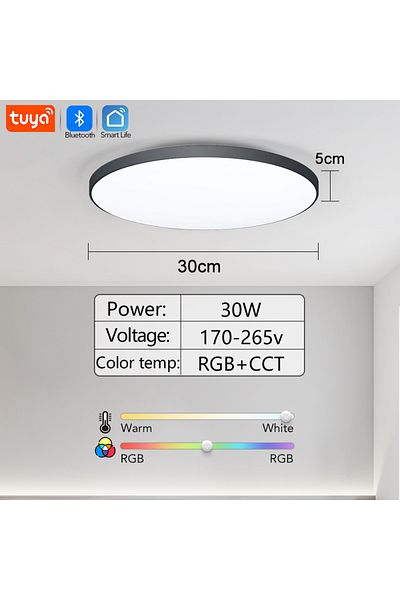 MARPOU Simple-BK-30W RGB Smart Ceiling Light LED Light with Speaker 30W 36W Audio Music Play TUYA APP Bluet