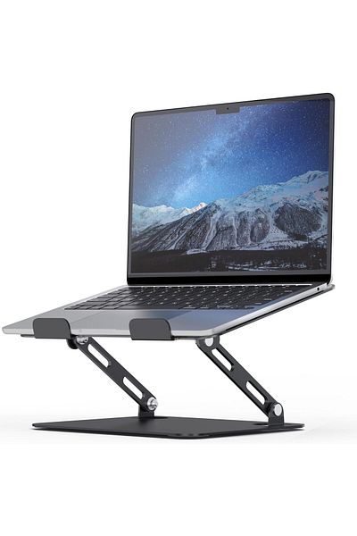 erorex Laptop Stand For Desk With Stable Heavy Base Adjustable Height Multi Angle Ergonomic Metal Riser
