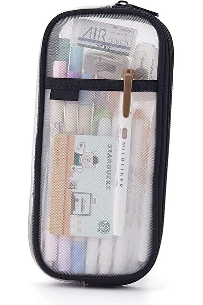 Generic Grid Mesh Pen Pencil Case Multifonction Transparent Stationary Bag Cl...