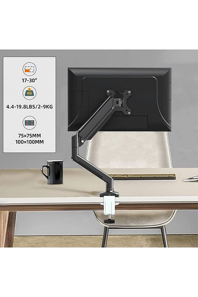 erorex حامل شاشة مكتبي بذراع واحدة وذراع شاشة كامل الحركة مع زنبرك غاز لشاشات LCD مقاس 17 إلى 30 بوصة