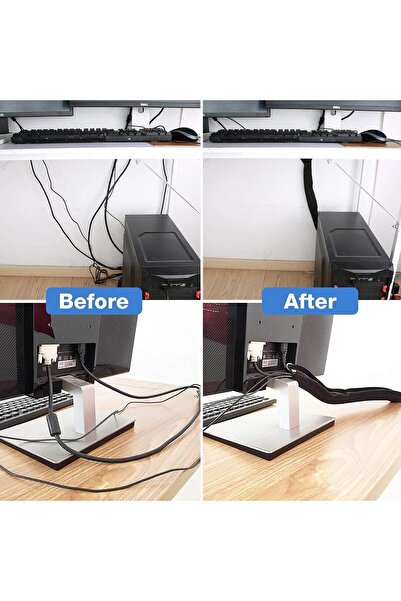 erorex جراب إدارة الكابلات 19 20 بوصة، نظام منظم الكابلات مع سحاب للتلفزيون والكمبيوتر والمكتب والمنزل