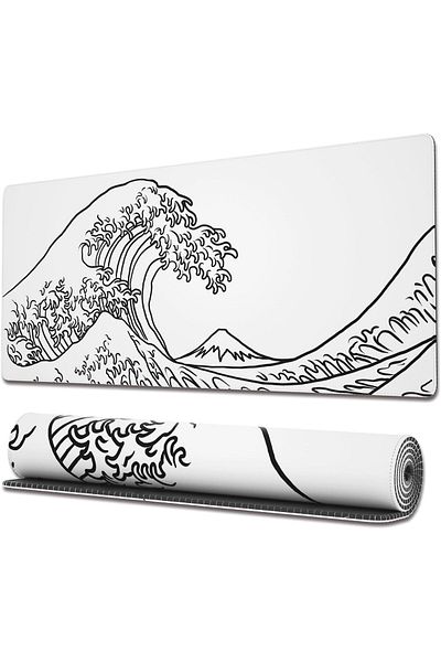 erorex Large Gaming Mouse Pad Extended Xl Mouse Pad White Wave Mouse Pad With Anti Slip Base 31.5 X 11.8