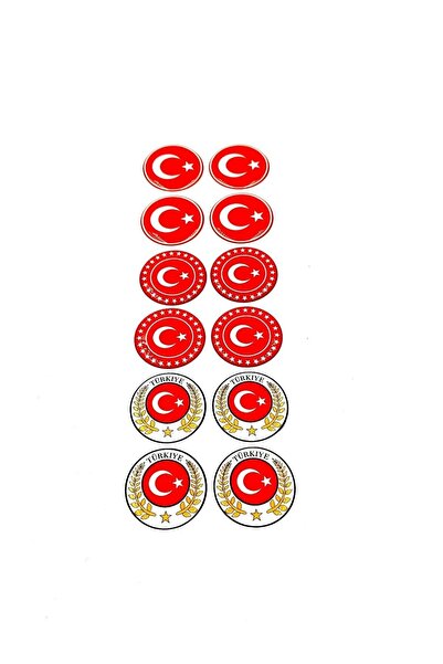 BsElektronik Türkiye Bayrak Sevdalılarına Özel  Plaka Pulu 12'li Pul ve Türk Bayrağı Damla Sticker