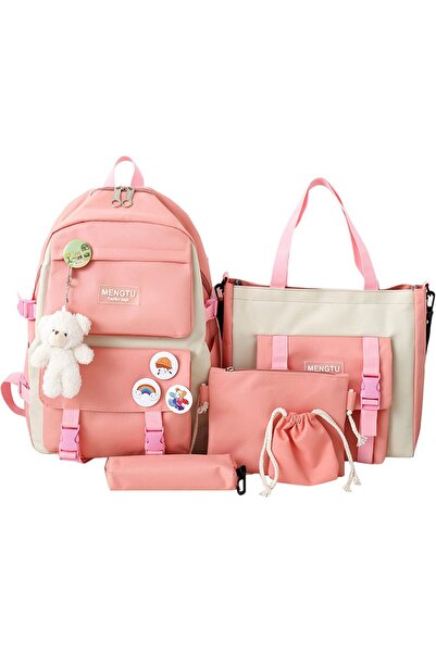 Generic مجموعة حقيبة ظهر مكونة من 5 قطع حقائب مدرسية جميلة مع حقيبة غداء وحقي...