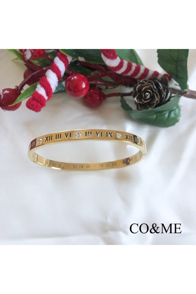 CO&ME الأرقام الرومانية الزركون حجر تشويه الفولاذ المقاوم للصدأ سوار المشبك