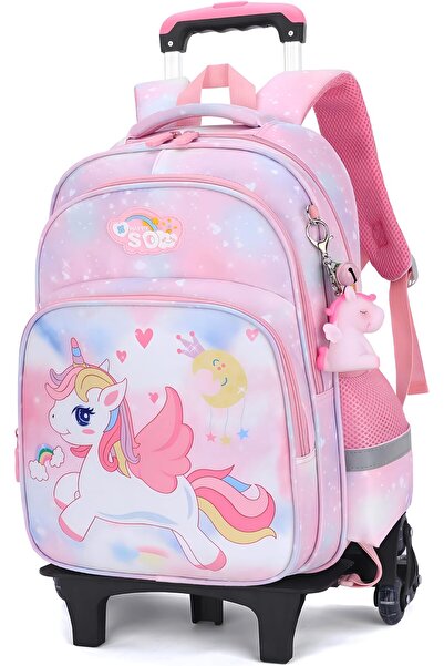 Generic Rolling Backpack For Girls School Backpack With 6 Wheels Unicorn Roll...