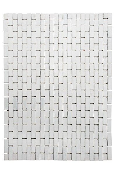 GizHome Giz Home Ahşap Bambu Kaydırmaz Lüx Banyo Paspası 60x100 Beyaz