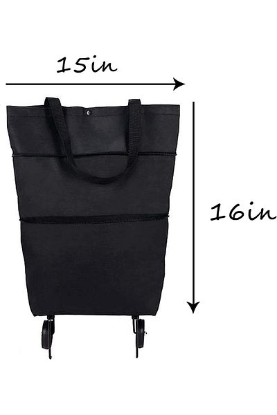 erorex 2 In 1 Foldable Shopping Cart Collapsible Grocery Cart With Wheels Shopping Bag Telescopic Storage