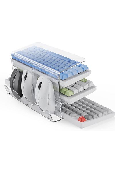 erorex Acrylic Keyboard Mouse Storage Rack 3 Tier Keyboard Display Stand Gaming Keyboard Plate Holder