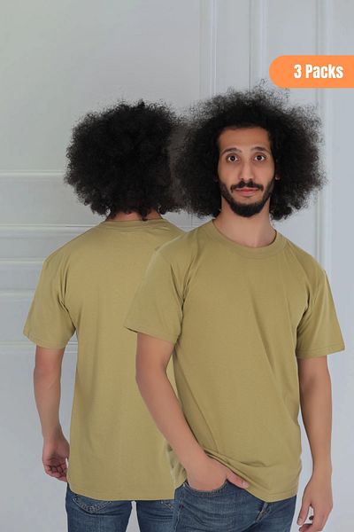 CENNETOĞLU Men's 3-Piece Slim Fit Zero Collar Undershirt T-shirt