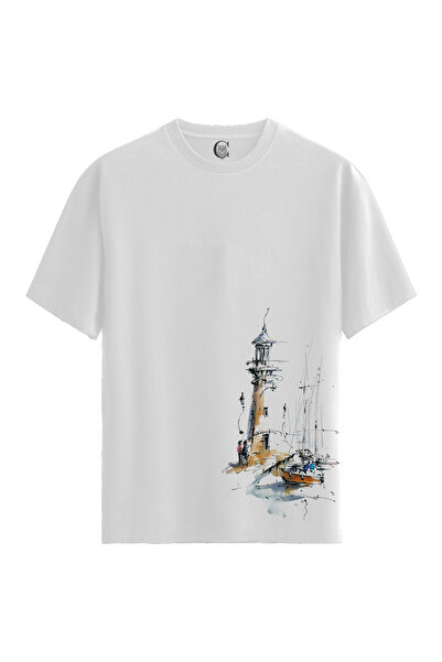 Color Luxe Harbor Lighthouse - 100% Cotton Women's White T-Shirt - Premium Qu...